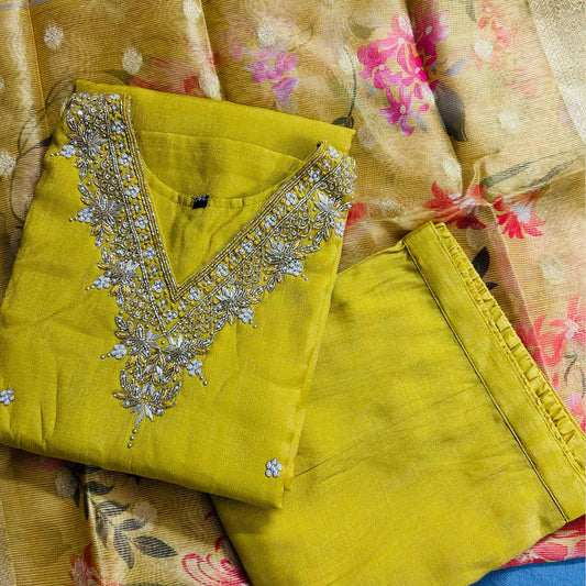 "AMBIKA" Women Embroidered Tissue Kurta Set