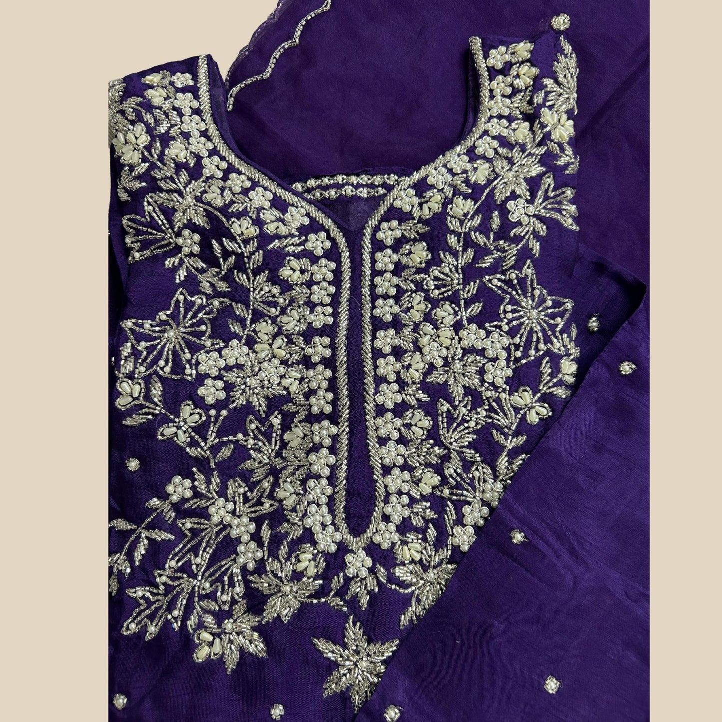 "VIDHYA" Women Hand Embroidered Silk Kurta Set