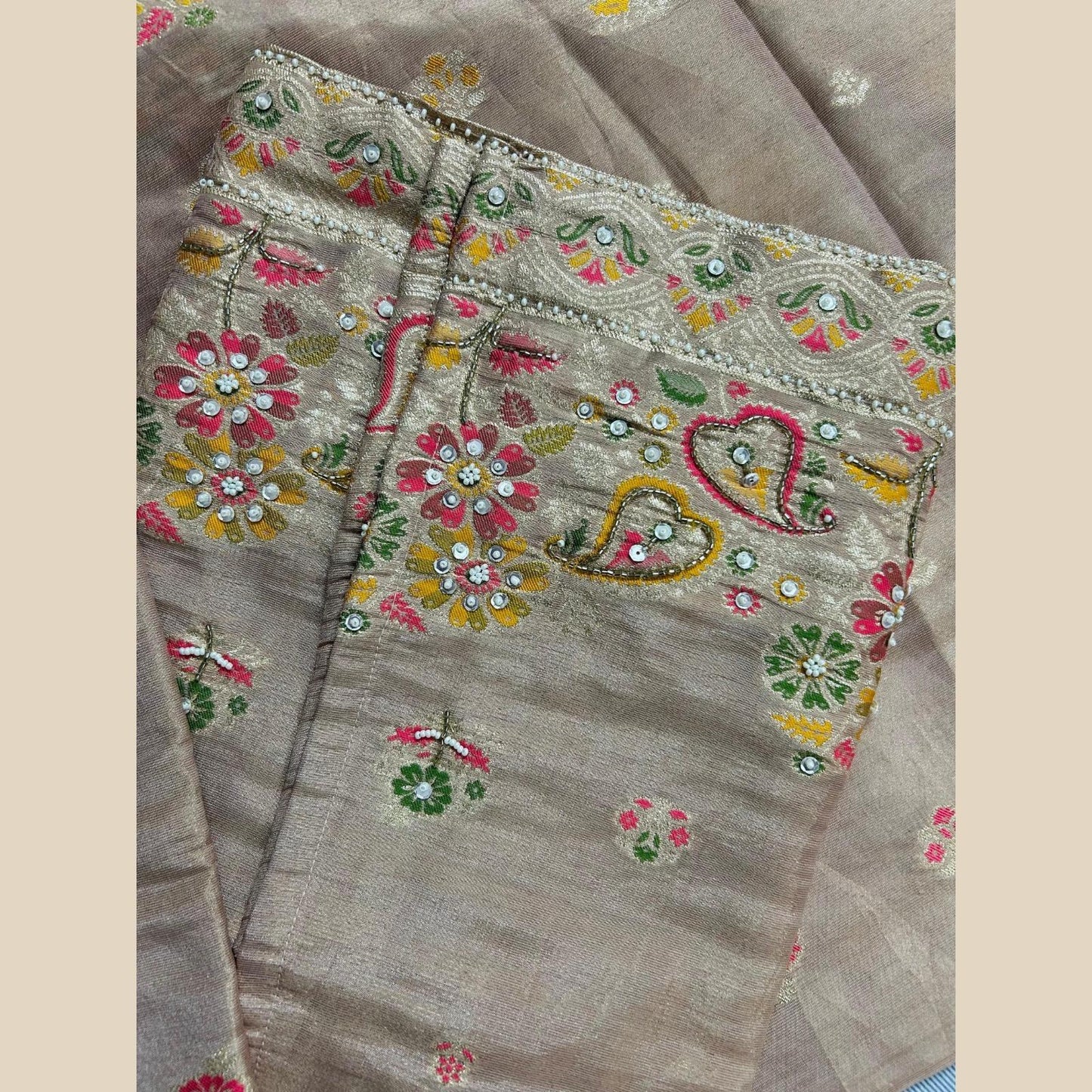 "CHITRA" Women Hand Embroidered Banarasi Silk Kurta Set