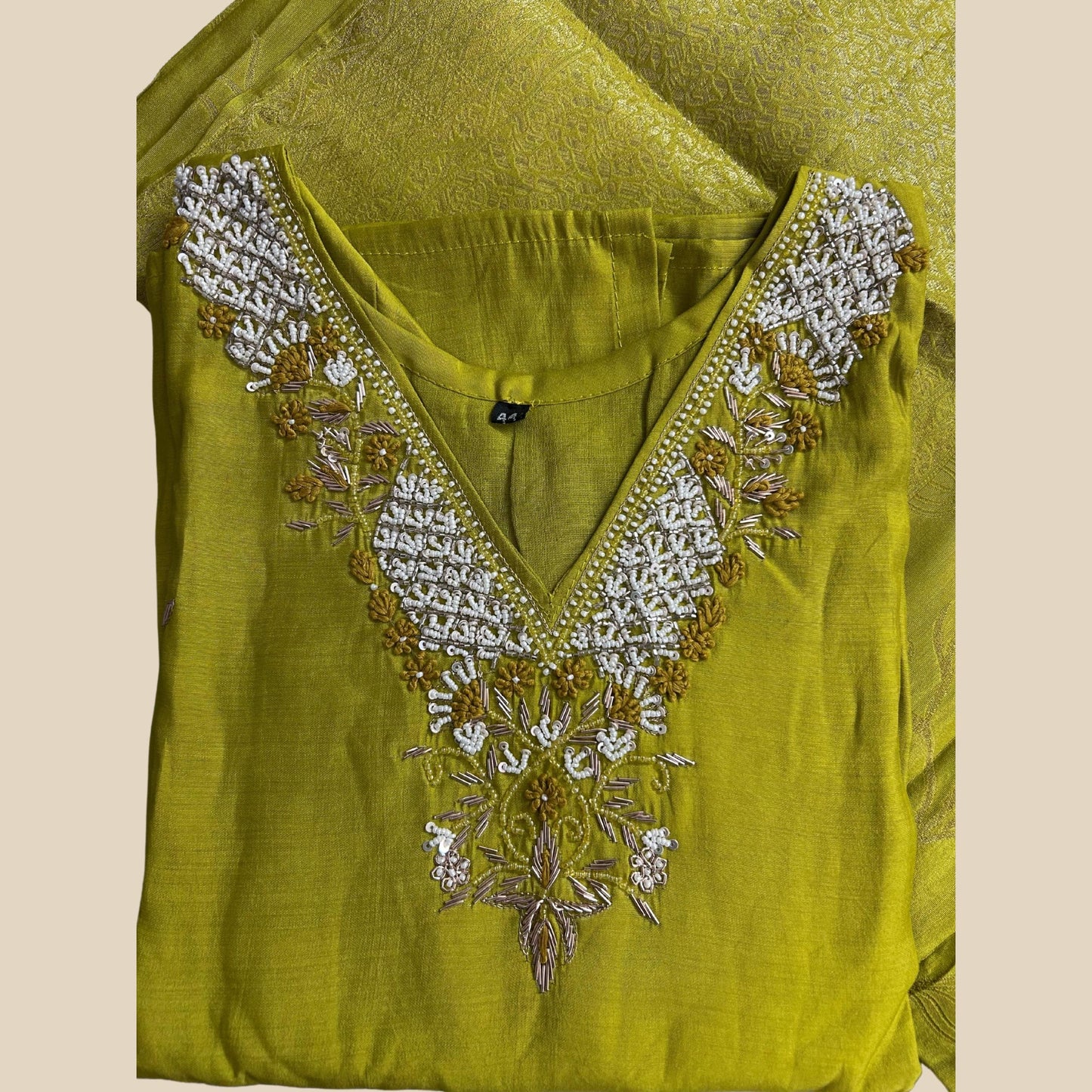 "DEVI" Women Hand Embroidered Silk Kurta Set