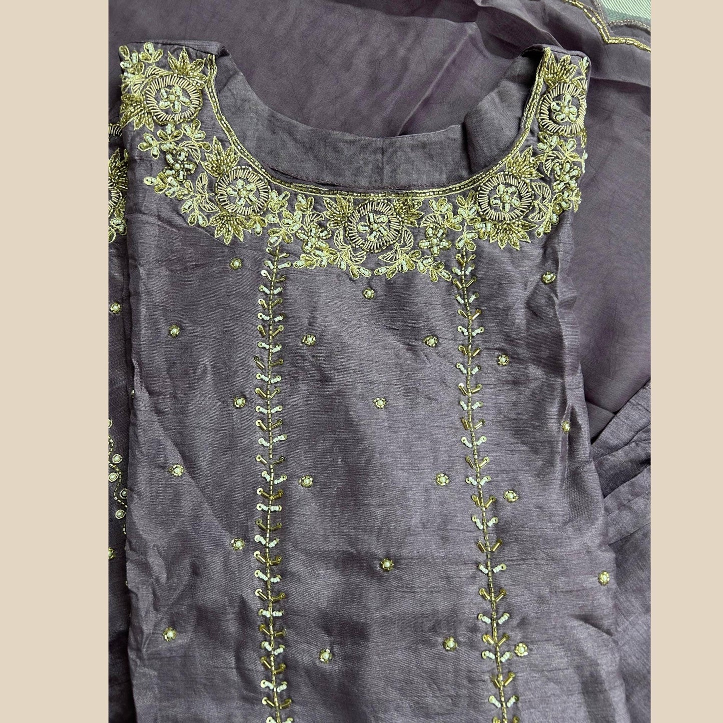 "SHAAMBHAVI" Women Hand Embroidered Silk Kurta Set