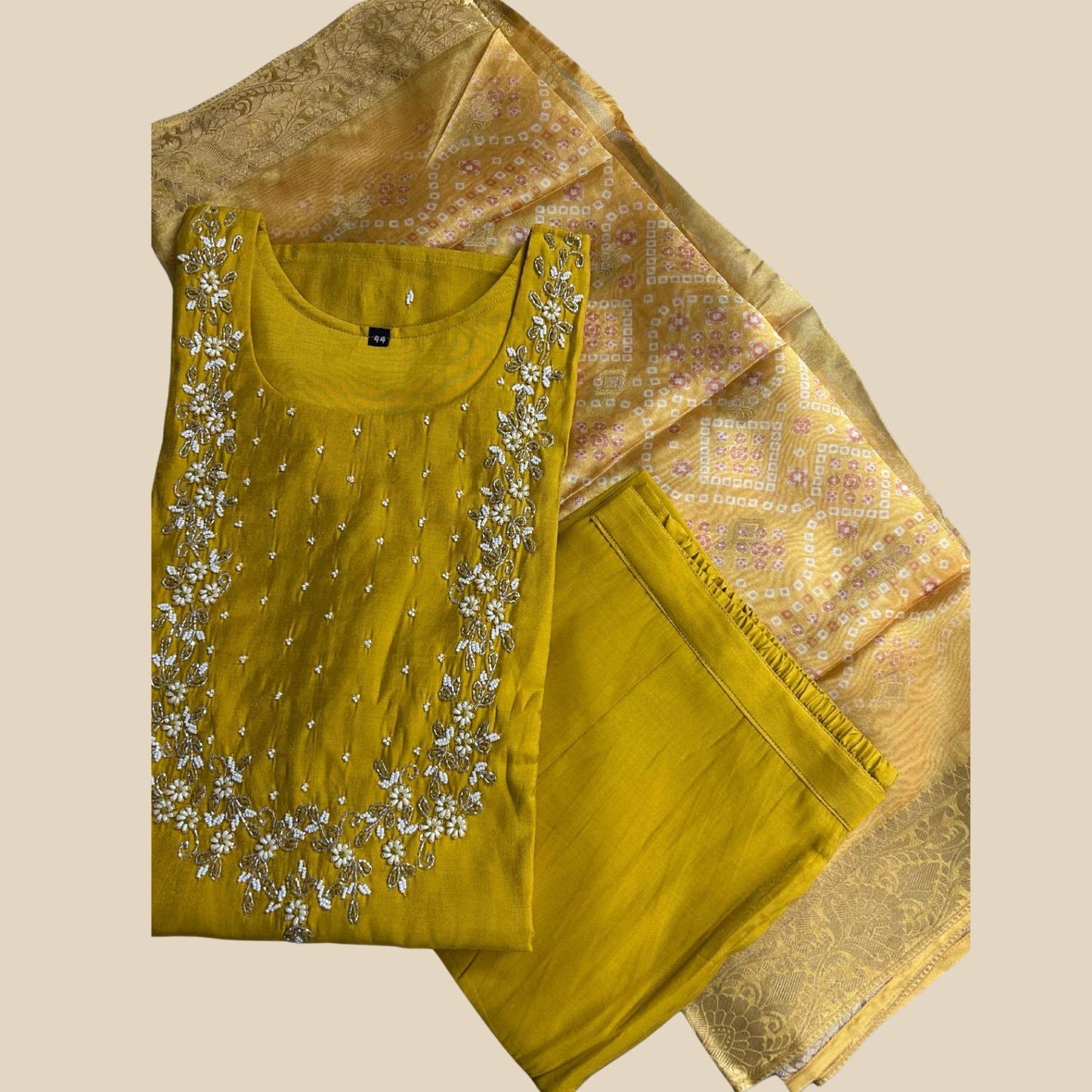 "JAYA" Women Hand Embroidered Silk Kurta Set